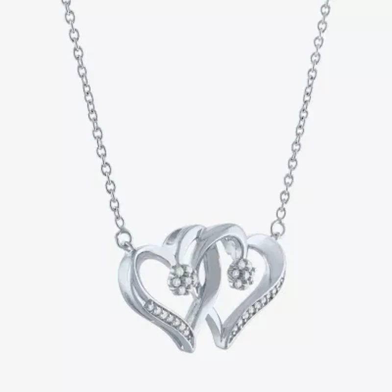 Diamond Blossom (G-H / Si2-I1) Womens 1/10 CT. T.W. Lab Grown White Diamond Sterling Silver Heart Pendant Necklace