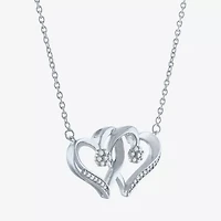 Diamond Blossom (G-H / Si2-I1) Womens 1/10 CT. T.W. Lab Grown White Diamond Sterling Silver Heart Pendant Necklace