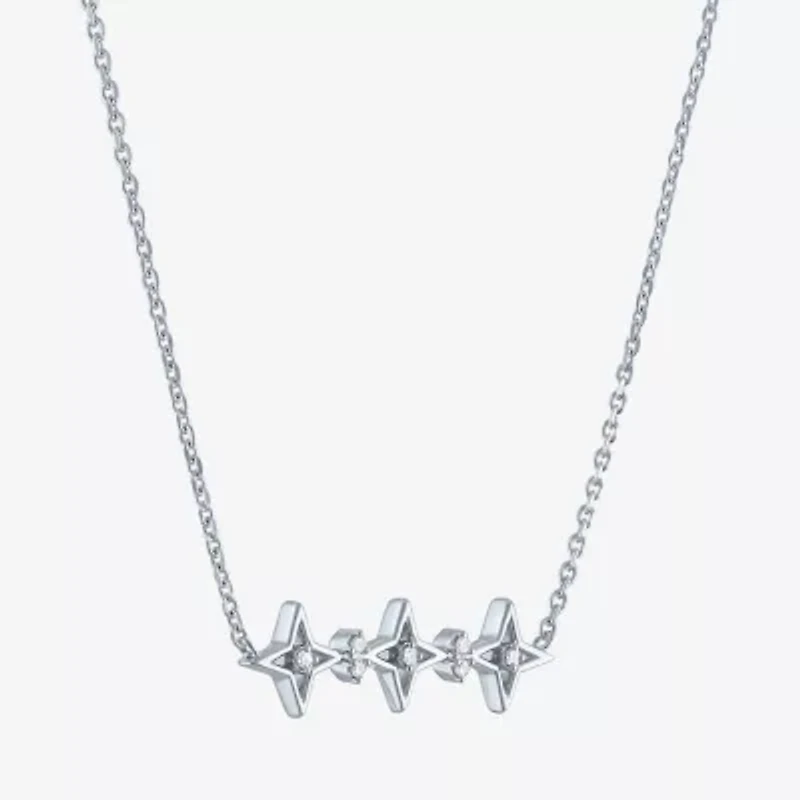 Diamond Accent (G-H / Si2-I1) Womens Lab Grown White Sterling Silver Star 18 Inch Pendant Necklace