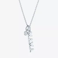 Diamond Accent "Mama" (G-H / Si2-I1) Womens Lab Grown White Sterling Silver 18 Inch Pendant Necklace