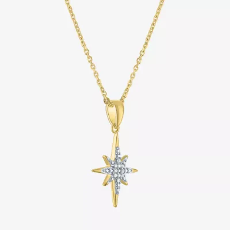 (G-H / Si2-I1) North Star Womens Diamond Accent Lab Grown White 14K Gold Over Silver Sterling 18 Inch Pendant Necklace