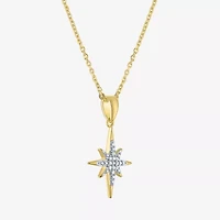 (G-H / Si2-I1) North Star Womens Diamond Accent Lab Grown White 14K Gold Over Silver Sterling 18 Inch Pendant Necklace