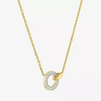 (G-H / I1-I2) Womens 1/10 CT. T.W. Lab Grown White Diamond 14K Gold Over Silver Circle 16 Inch Pendant Necklace