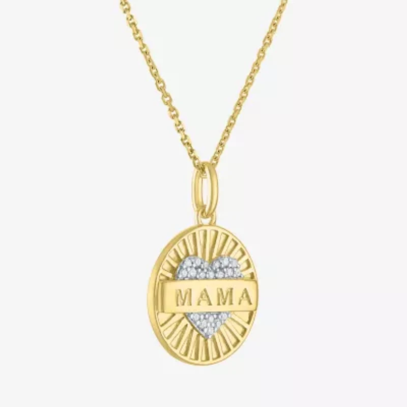 Diamond Addiction "Mama" (G-H / I1-I2) Womens 1/10 CT. T.W. Lab Grown White Diamond 14K Gold Over Silver 16 Inch Pendant Necklace