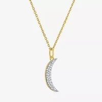 Diamond Addiction (G-H / I1-I2) Womens 1/10 CT. T.W. Lab Grown White Diamond 14K Gold Over Silver Moon 16 Inch Pendant Necklace