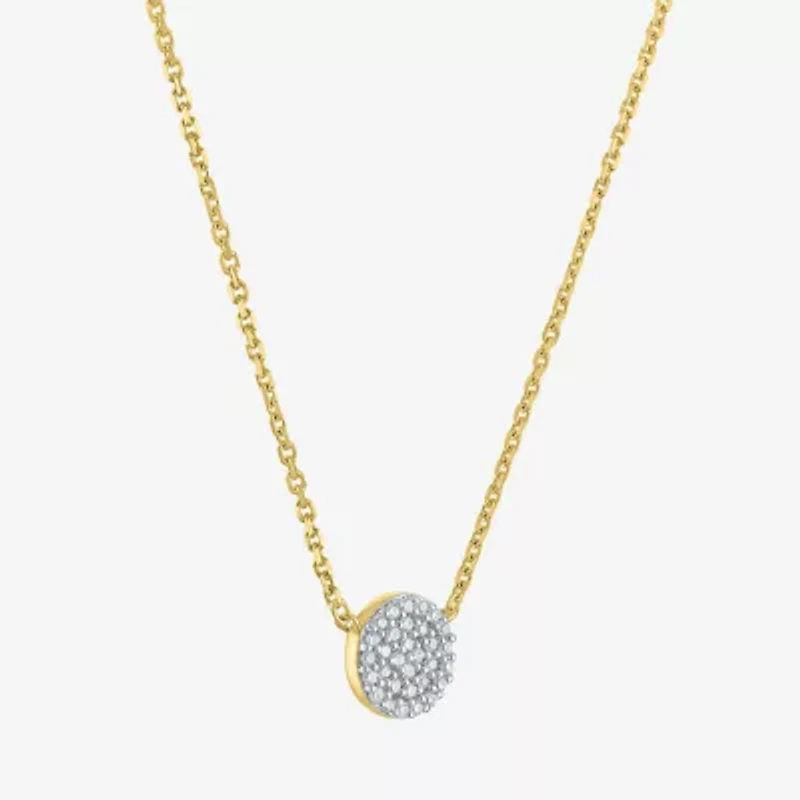 Diamond Addiction (G-H / I1-I2) Womens 1/10 CT. T.W. Lab Grown White Diamond 14K Gold Over Silver Round 16 Inch Pendant Necklace