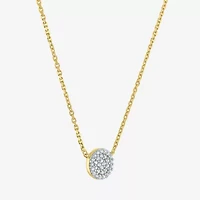 Diamond Addiction (G-H / I1-I2) Womens 1/10 CT. T.W. Lab Grown White Diamond 14K Gold Over Silver Round 16 Inch Pendant Necklace