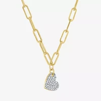 Diamond Addiction (G-H / I1-I2) Womens 1/10 CT. T.W. Lab Grown White Diamond 14K Gold Over Silver Heart 18 Inch Pendant Necklace