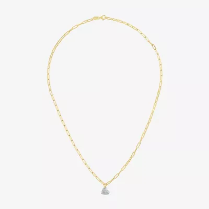 Diamond Addiction (G-H / I1-I2) Womens 1/10 CT. T.W. Lab Grown White Diamond 14K Gold Over Silver Heart 18 Inch Pendant Necklace