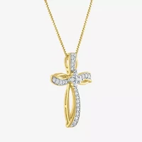Diamond Blossom (G-H / I1-I2) Womens 1/4 CT. T.W. Lab Grown White Diamond 14K Gold Over Silver Sterling Silver Cross 16 Inch Pendant Necklace