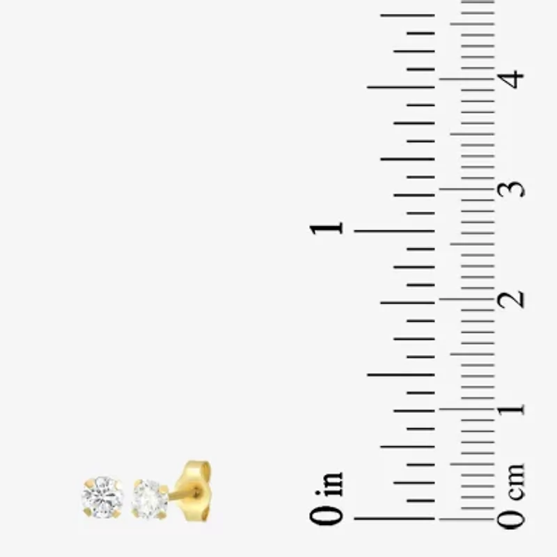 Womens Cubic Zirconia 14K Gold Round 3 Pair Earring Set