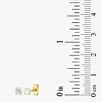 Womens Cubic Zirconia 14K Gold Round 3 Pair Earring Set