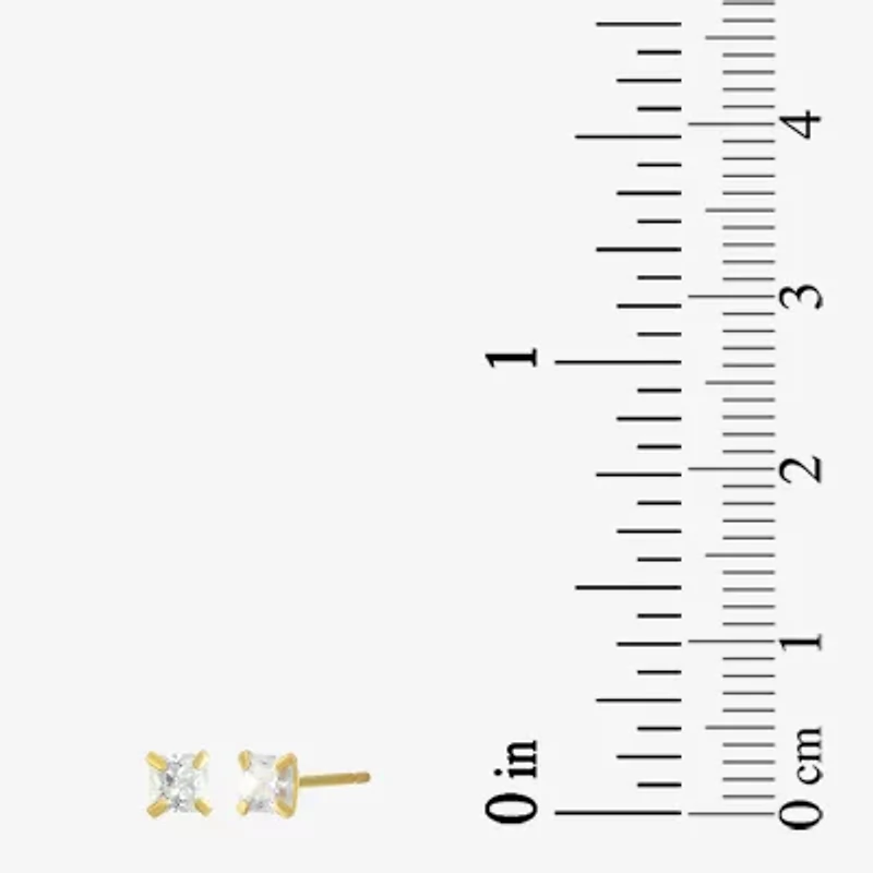 Womens Cubic Zirconia 14K Gold Round 3 Pair Earring Set