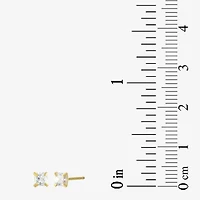 Womens Cubic Zirconia 14K Gold Round 3 Pair Earring Set