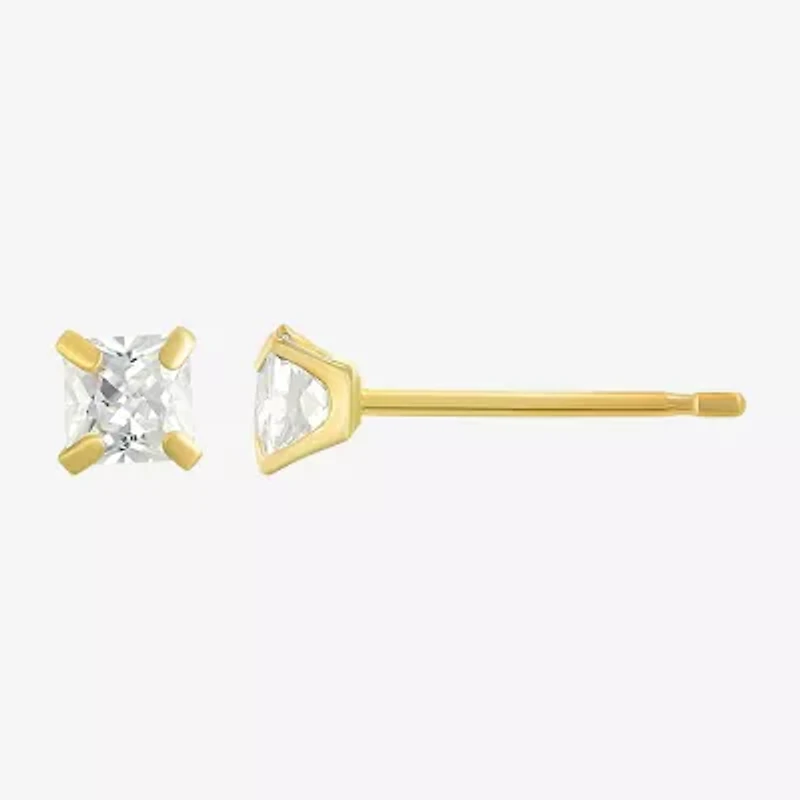 Womens Cubic Zirconia 14K Gold Round 3 Pair Earring Set