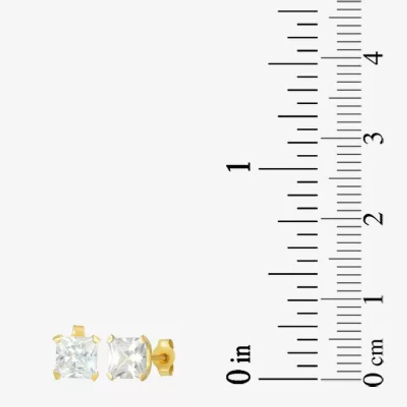 Womens Cubic Zirconia 14K Gold Round 3 Pair Earring Set