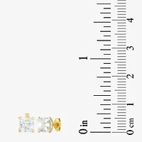 Womens Cubic Zirconia 14K Gold Round 3 Pair Earring Set