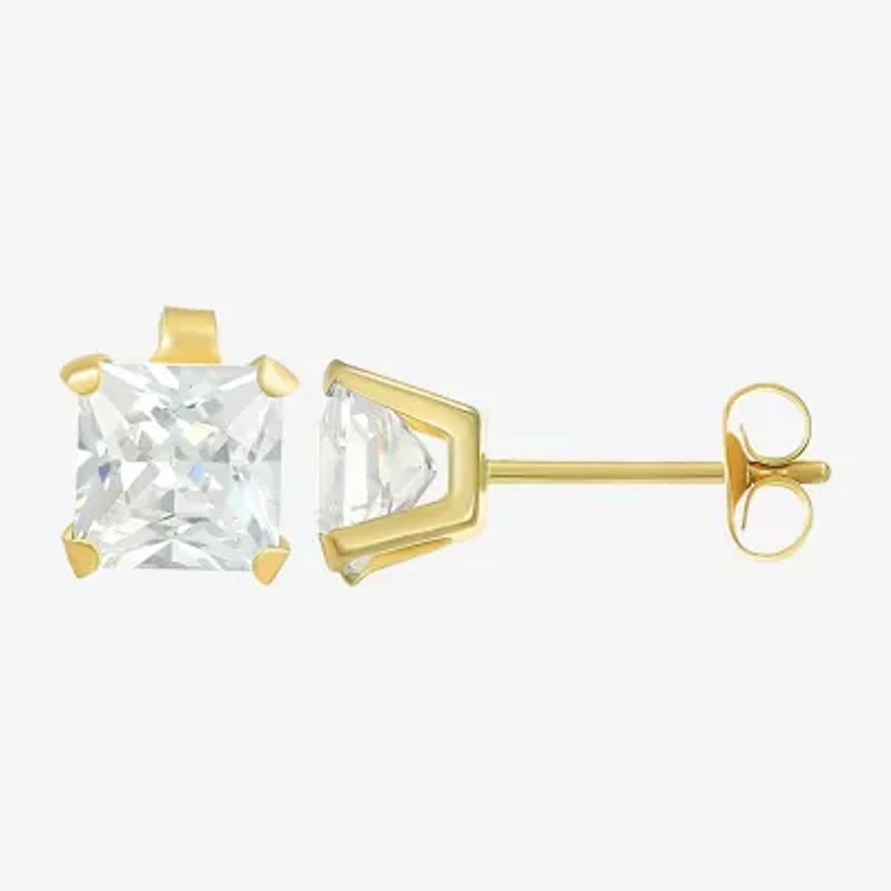 Womens Cubic Zirconia 14K Gold Round 3 Pair Earring Set