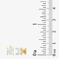 Womens Cubic Zirconia 14K Gold Round 3 Pair Earring Set