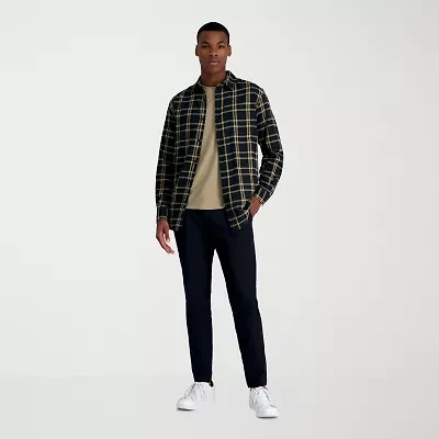 Haggar Life Khaki Mens Comfort Waistband Slim Fit Flat Front Pant