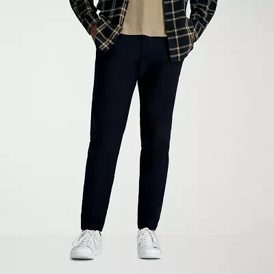 Haggar Life Khaki Mens Comfort Waistband Slim Fit Flat Front Pant