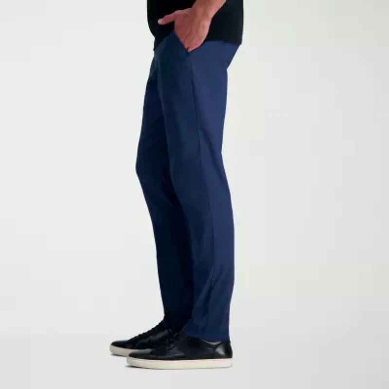 Haggar Life Khaki Mens Comfort Waistband Slim Fit Flat Front Pant