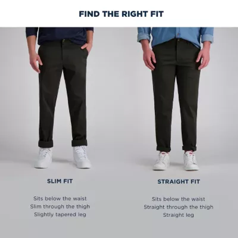 Haggar Life Khaki Mens Comfort Waistband Slim Fit Flat Front Pant
