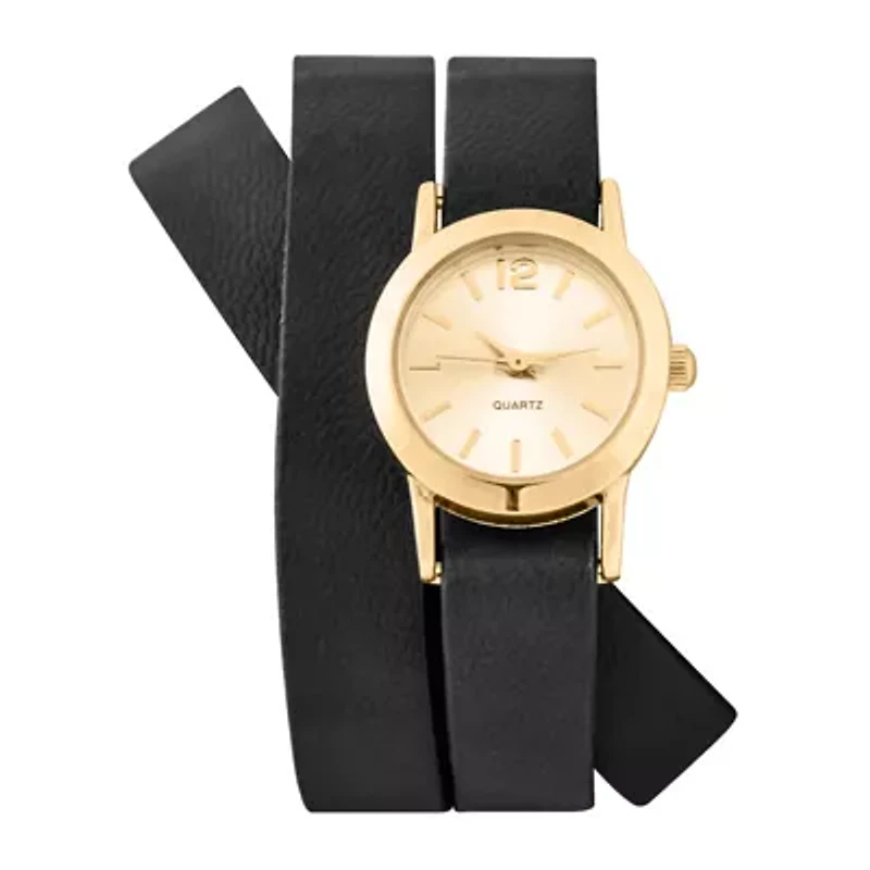 Decree® Womens Black Strap Wrap Watch