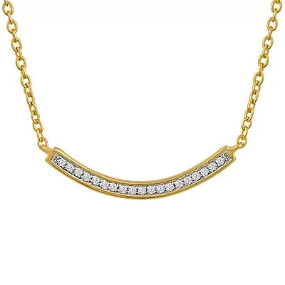 Diamond Accent "Inspire" Womens Diamond Accent Natural White Diamond 14K Gold Over Silver Curved 18 Inch Pendant Necklace