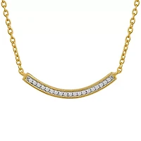 Diamond Accent "Inspire" Womens Diamond Accent Natural White Diamond 14K Gold Over Silver Curved 18 Inch Pendant Necklace