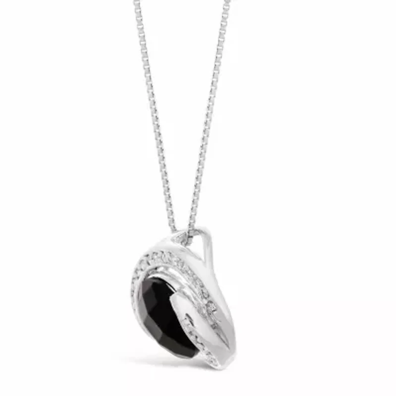 Womens Genuine Black Onyx Sterling Silver 18 Inch Pendant Necklace