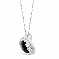 Womens Genuine Black Onyx Sterling Silver 18 Inch Pendant Necklace