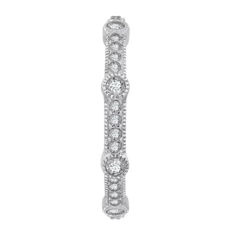 Cubic Zirconia Sterling Silver Round Band