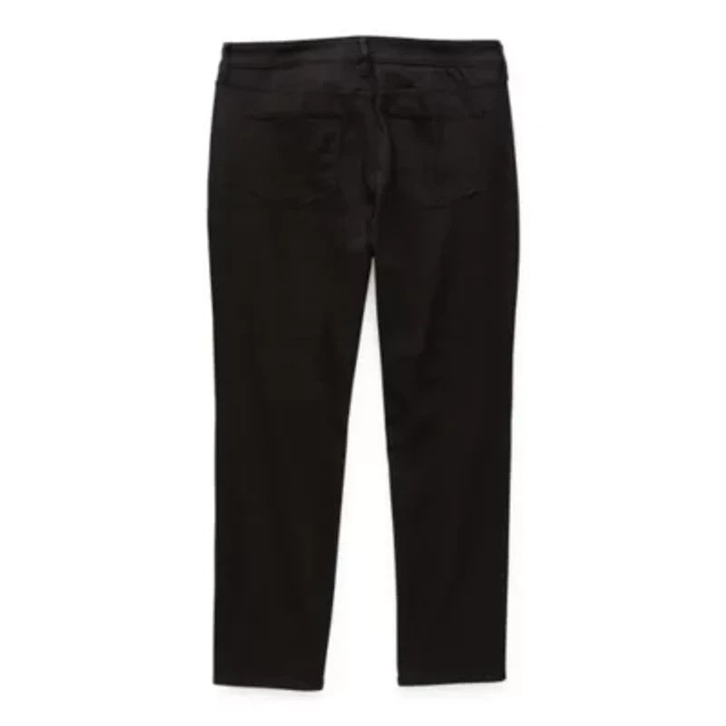 St. John's Bay Plus Secretly Slender Adaptive Womens Mid Rise Straight Leg Hidden Access Opening Jean