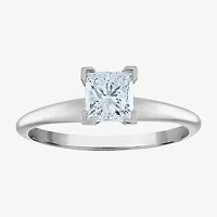 Deluxe Collection (I / I2) Womens 1 CT. Genuine White Diamond 14K White Gold Solitaire Engagement Ring