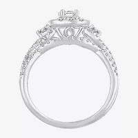 Womens CT. T.W. Natural White Diamond 10K Gold Side Stone Halo Bridal Set