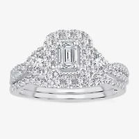 Womens CT. T.W. Natural White Diamond 10K Gold Side Stone Halo Bridal Set