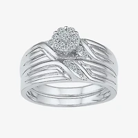 Womens 1/4 CT.T.W. Natural Diamond Sterling Silver Bridal Set