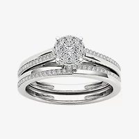 1/3 CT.T.W. Natural Diamond 10K White Gold Round Cluster Bridal Set