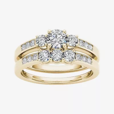 1 CT.T.W. Natural Diamond 14K Yellow Gold Bridal Ring Set
