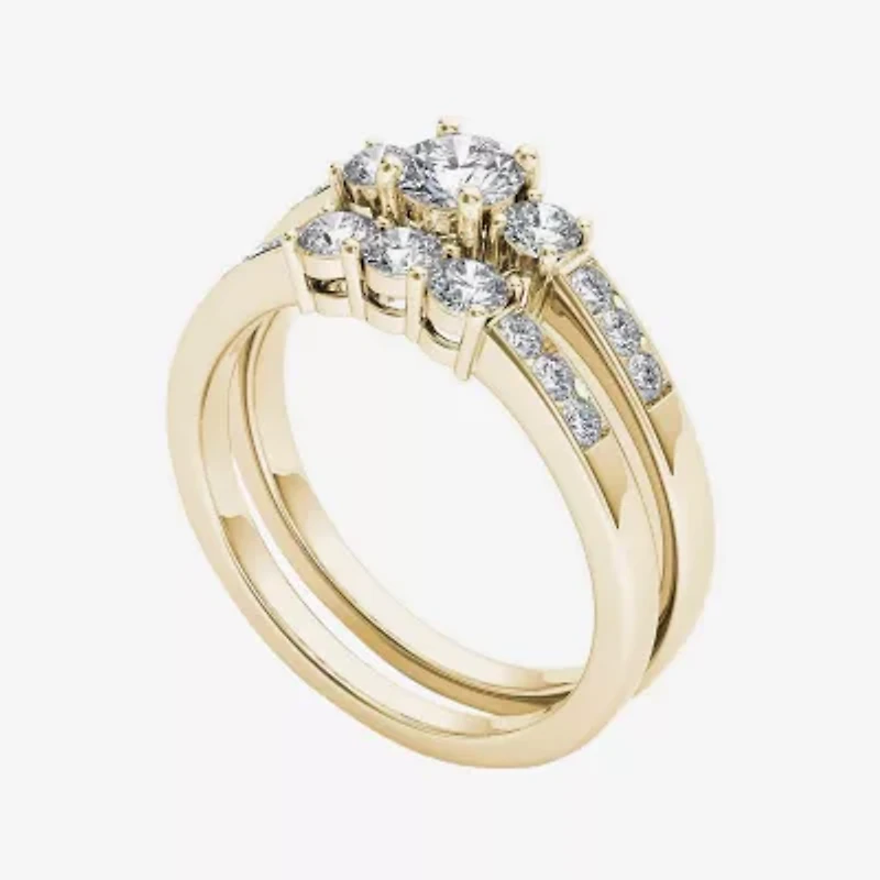 1 CT.T.W. Natural Diamond 14K Yellow Gold Bridal Ring Set