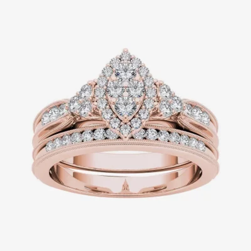 CT.T.W. Natural Diamond 10K Rose Gold Bridal Ring Set