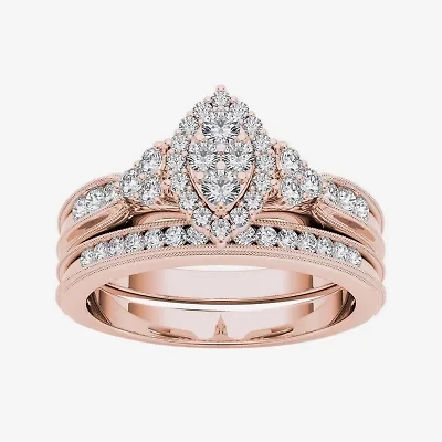 CT.T.W. Natural Diamond 10K Rose Gold Bridal Ring Set