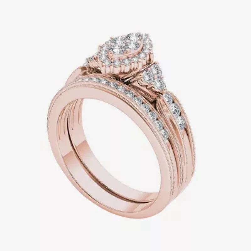 CT.T.W. Natural Diamond 10K Rose Gold Bridal Ring Set