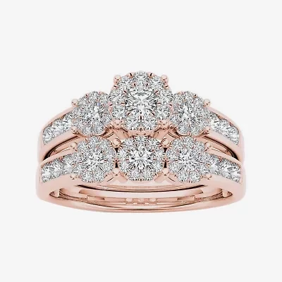 3/4 CT.T.W. Natural Diamond 10K Rose Gold Bridal Ring Set