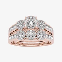 3/4 CT.T.W. Natural Diamond 10K Rose Gold Bridal Ring Set