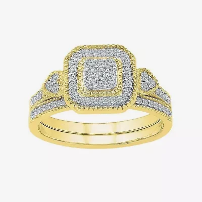 Womens / CT. T.W. Natural White Diamond 10K White Gold Cushion Bridal Set