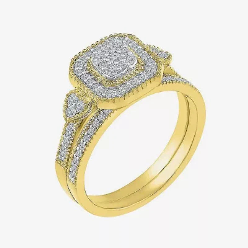 Womens / CT. T.W. Natural White Diamond 10K White Gold Cushion Bridal Set