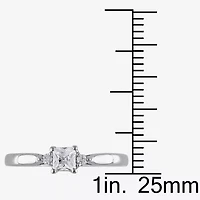 Lab-Created White Sapphire & Diamond-Accent Engagement Ring