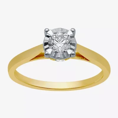 H-I / I1) Womens / CT. Lab Grown White Diamond 10K Gold Round Solitaire Engagement Ring